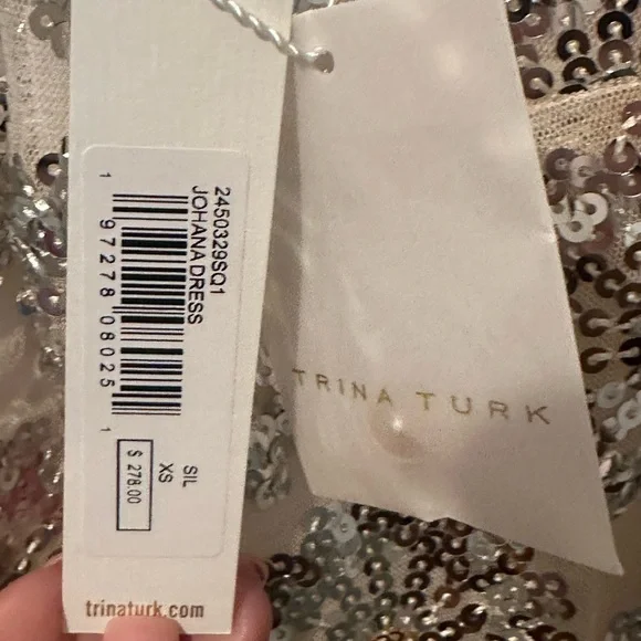 NWT Trina Turk Johana Dress Silver and Gold Sequin size xs - Picture 9 of 9